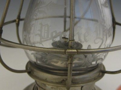 19C BRASS RAILROAD PRESENTATION CONDUCTORS LANTERN BY DIETZ ENGRAVED 