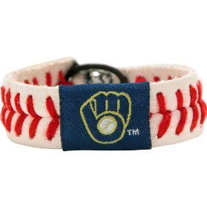 RETRO LEATHER BASEBALL SEAM BRACELET MILWAUKEE BREWERS  