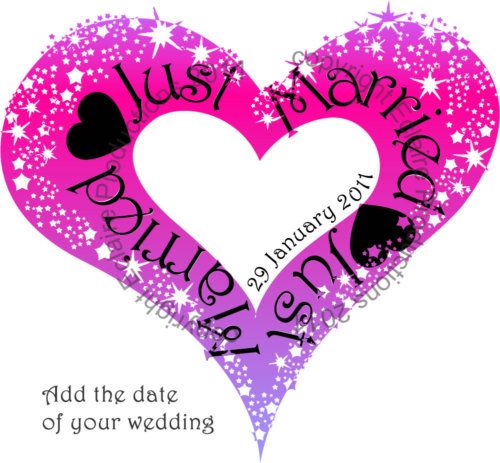 Just Married Bride/Wedding iron on t shirt transfer  