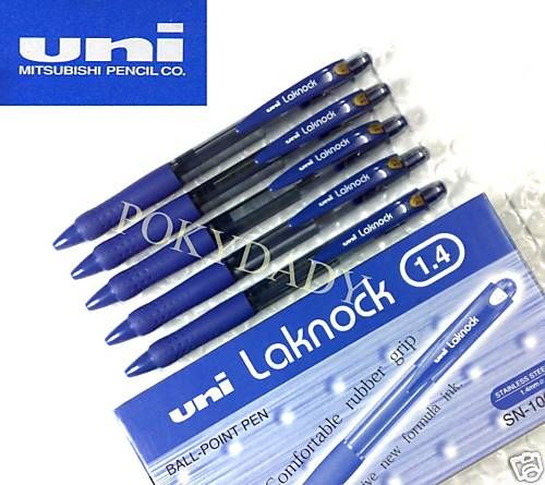 12 UNI LAKNOCK SN 100 1.4mm BROAD ball point pen BLUE  