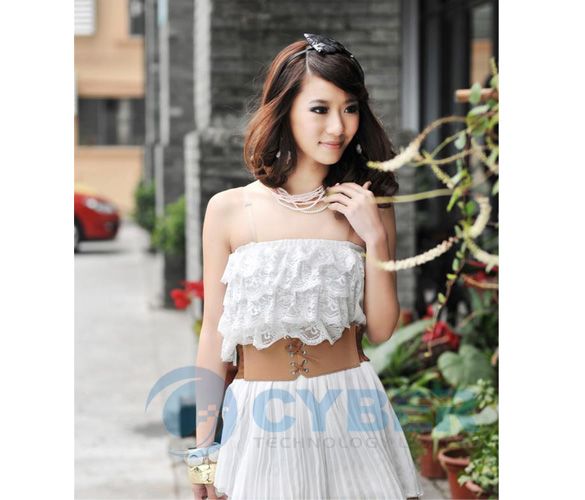 Womens Chiffon Lace Sexy Lady Dress Flexible With Belt  