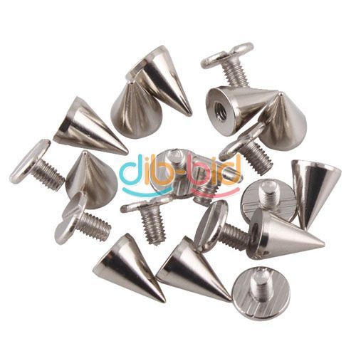 10PCS 10mm Metal Cone Screwback Spikes Stud Punk Bracelet Leather Bag 