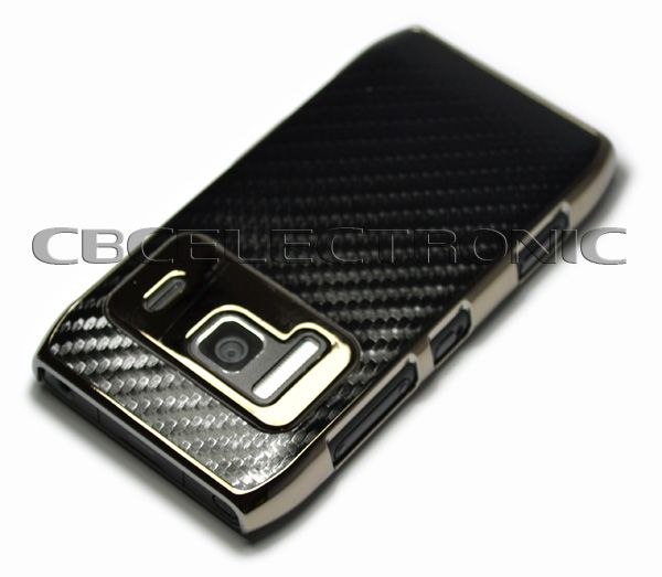 New Black carbon fiber silver chrome hard case cover for nokia N8 