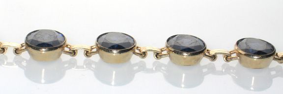 VINT DECO ENGEL FAUX BLUE SAPPHIRE RHINESTONE BRACELET  