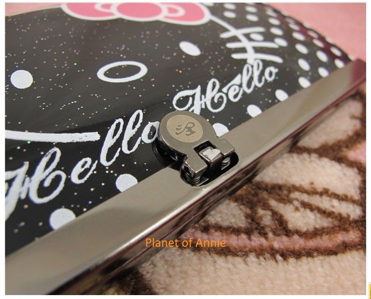 Super Shining Black HELLO KITTY Wallet Purse bag case  