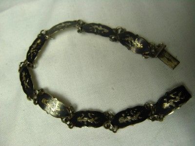 Vintage Siam Sterling Silver Niello Dancers Bracelet  