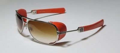 NEW CHROME HEARTS STEP CHILD SILVER/BROWN/ORANGE LEATHER SUNGLASS 