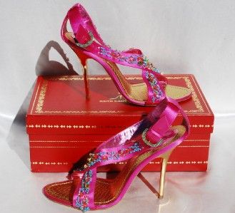 BN AUTH Rene Caovilla Fuchsia Beaded Heels 38  