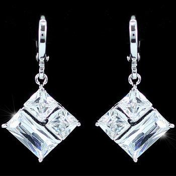 Dangle 3 Carat Cubic Zirconia CZ Bling Earrings SE329  