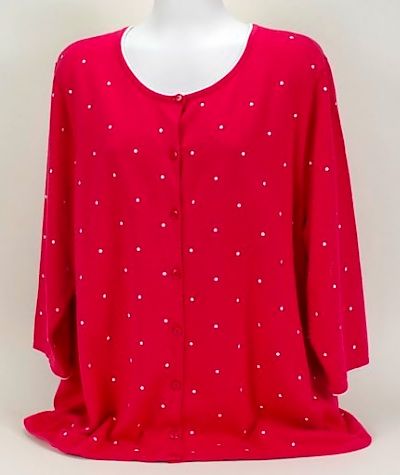 Bright Pink CJ Banks Polka dot Spring & Summer Sweater 2X  