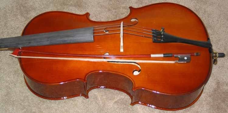 Cello Hand Carved Flamed Maple + Hard &Soft Cases  