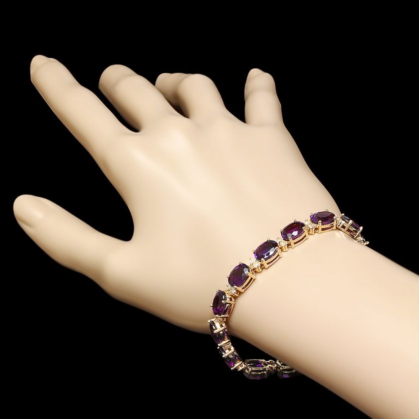 12200 CERTIFIED JAQU DE LILI 14K Y GOLD 29CT AMETHYST 1.30CT DIAMOND 