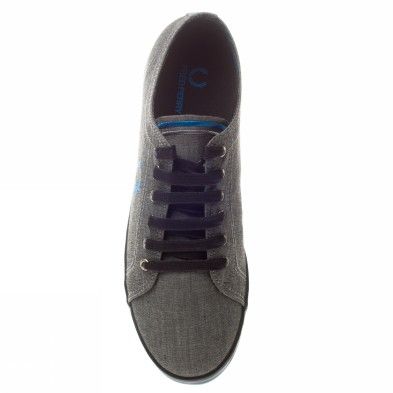 Fred Perry Kingston Chambray Uk Size Grey Trainers Shoes Mens New 