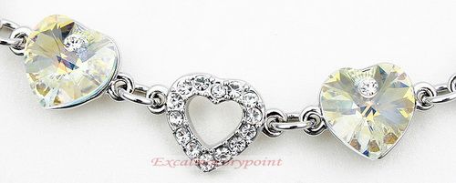 18k White Gold GP use Swarovski Crystal Bracelet _ T23  