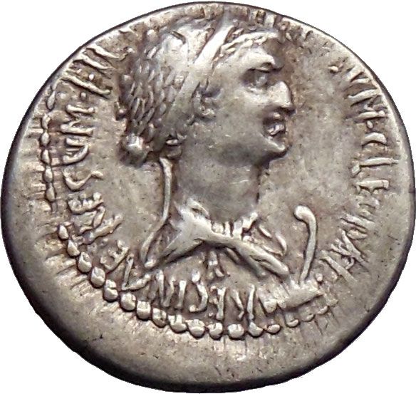   Cleopatra.Silver Denarius,32 BC. M. Antony /Cleopatra. Amazing  