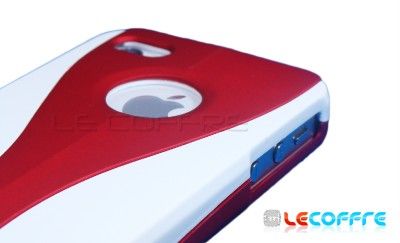 WHITE RED 3 PCS HARD CASE COVER FOR APPLE IPHONE 4 4S + FRONT & BACK 