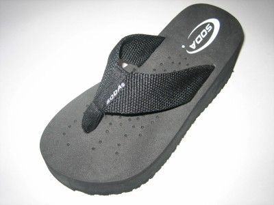 SODA BLACK 2.25 Platform Flip Flops Thongs Wedge Sz  