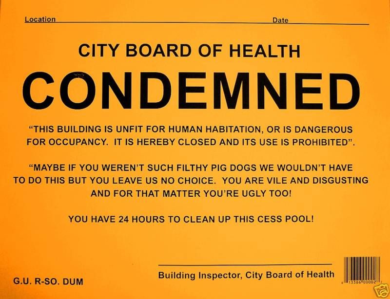 CONDEMNED NOTICE   ( Large Commercial ) Novelty Sign^  