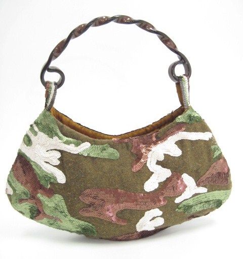 JAMIN PUECH Camouflage Sequin Shoulder Handbag  