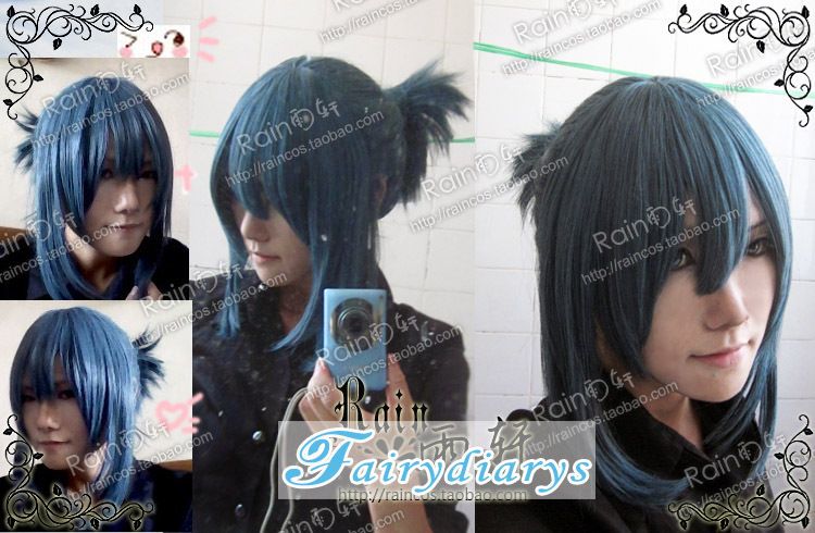   City NO.6 Nezumi Blue Piagtail Cosplay Costume Wig Hand Made Helloween