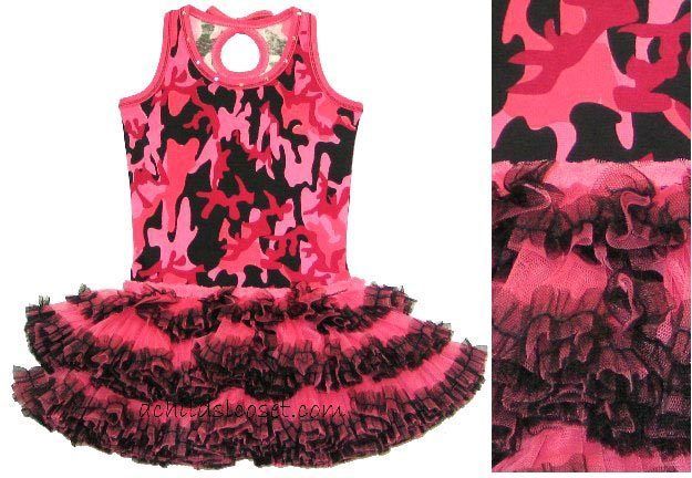 OOH LA LA COUTURE Black/Candy Pink Camouflage Dress SIZE 3T  
