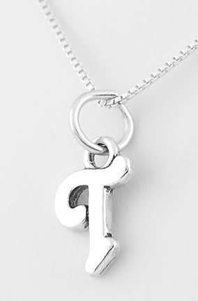 SILVER CURSIVE INITIAL LETTER T PENDANT W/BOX CHAIN SET  