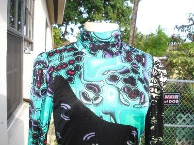 CUSTO BARCELONA FUNKY PRINT STRETCH LONG SLEEVE DRESS SZ 1  