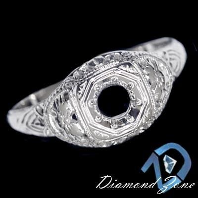 NOUVEAU VINTAGE SEMI MOUNT ROUND SETTING ANTIQUE RING  