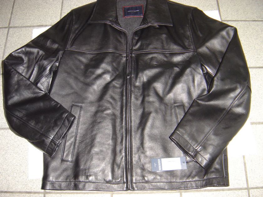 MENS TOMMY HILFIGER BLACK LEATHER JACKET SIZE M $450  