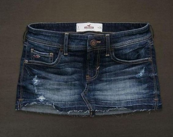 NWT Hollister Bettys Womens Dark Wash Destroyed Denim Jean Skirt 3 5