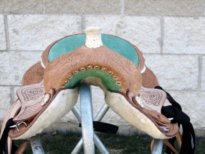 Mini PONY Kid LITE OIL Leather Western SHOW Saddle LITE GREEN GIFT 