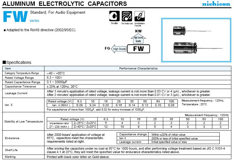   Nichicon FW 10000uf 50V Audio Capacitor for audio cap hifi diy  