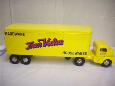 Vintage Structo Metal Yellow Semi And Trailer True Value Hardware Toy 