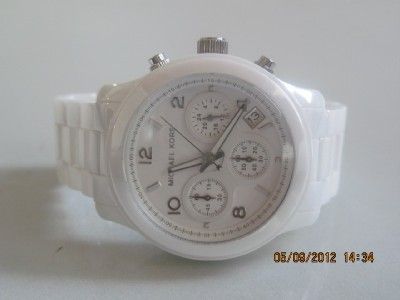    5161 Womens White Ceramic Runway Chronograph Date Dial Watch  