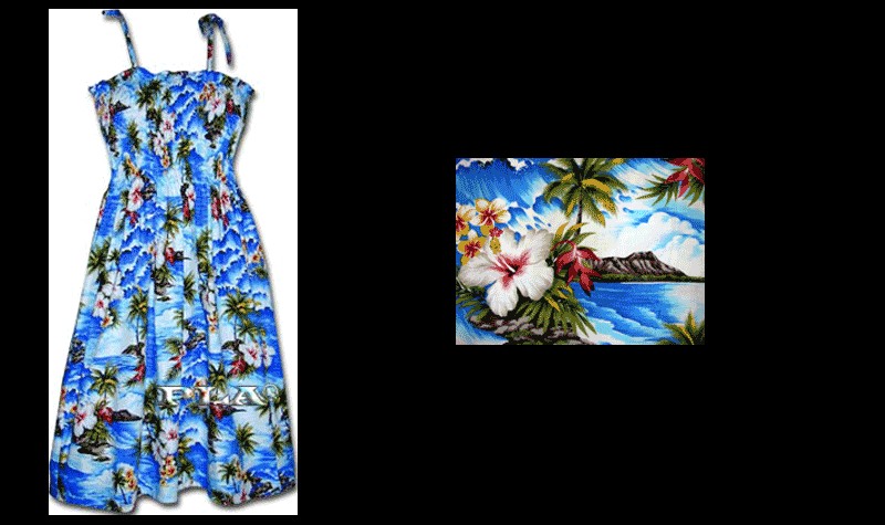 NEW DREAMING OF PARADISE ELASTIC HAWAIIAN DRESS XS XL  