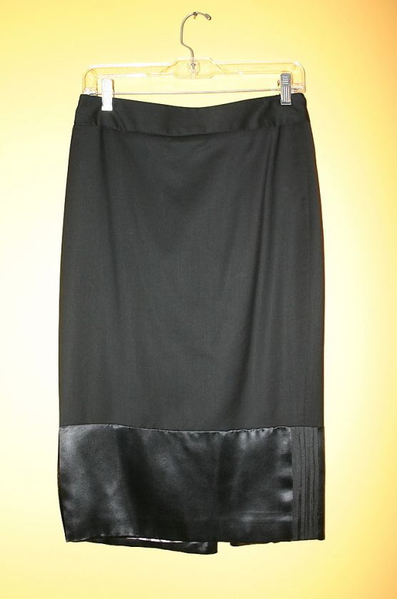 LAMB Black Wool Exposed Zipper Pencil Skirt Sz 6 Small  