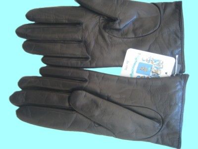 PORTOLANO Butter Soft Black Leather Cashmere Lined NEW GLOVES 7  