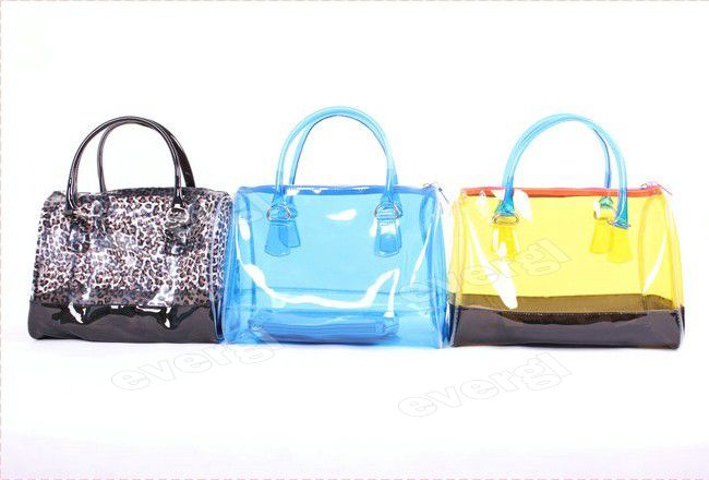 Color Fashion Women Sweet Jelly Clear Bucket Handbag Shoulder Bag 