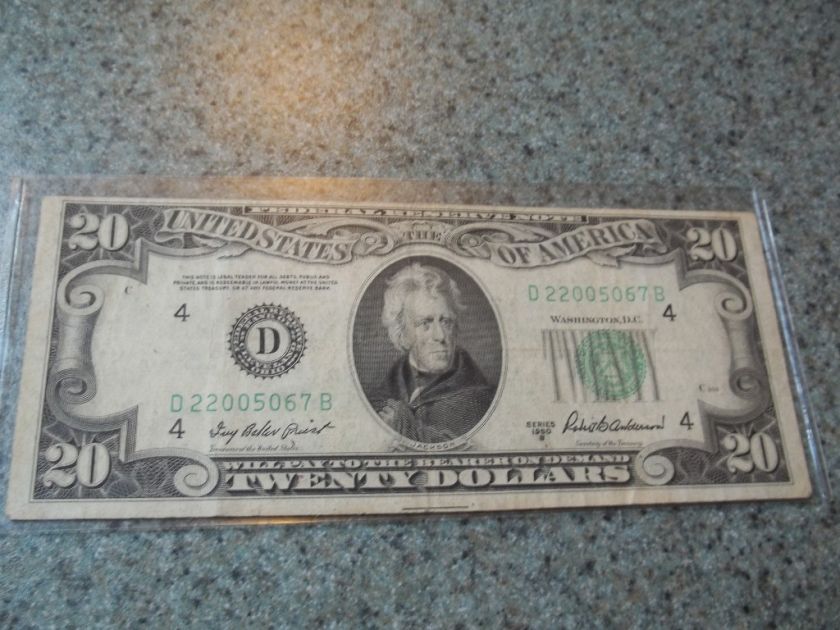 1950B $20 Federal Reserve Note Cleveland Twenty Dollars  