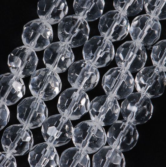 Strand Clear Facet Crystal@ Glass Round Loose Beads 8mm  