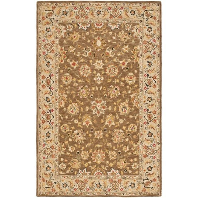 Micro Hand hooked Chelsea Brown Wool Area Rug 9 x 12  