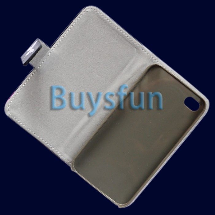   Horizontal Wallet Leather Cover Case for Apple iPhone 4 4G 4S  