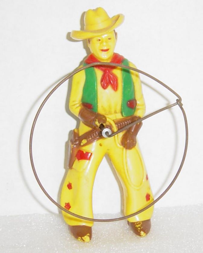 Vintage Yellow Cowboy w/ Lasso Plastic Windup Ideal Toy  