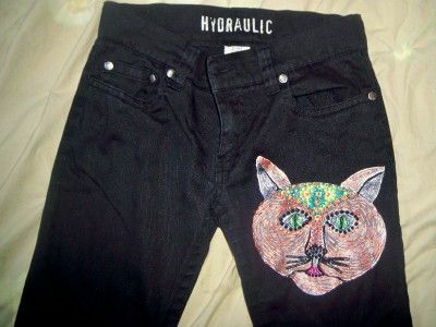 HYDRAULIC BLACK STRECH JEANS Sz 11/12 (COPPER KITTY ARTWORK  