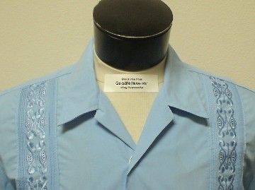 NWT Sky Blue Bartender Guayabera Cigar Shirt Big 2XL  