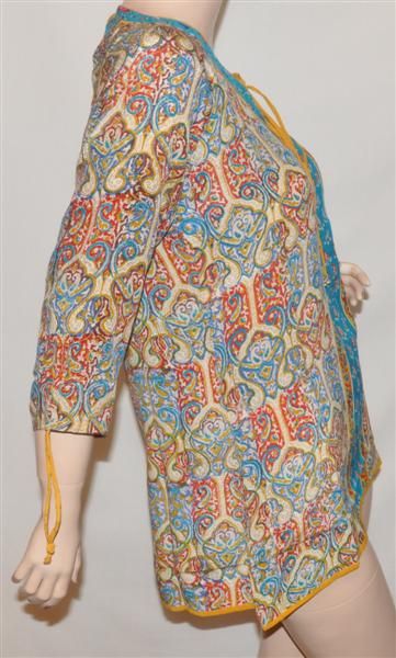 Tolani Silk Jasmine Blue/Pink Cobalt Tunic Top Blouse  