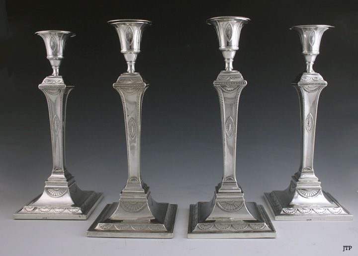 ENGLISH GEORGIAN STERLING SILVER CANDLESTICKS 1784  