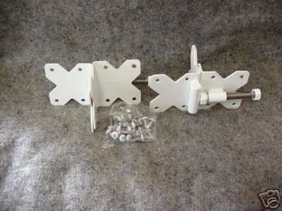 SET OF 2 WHITE VINYL PVC GATE CORNER HINGES  