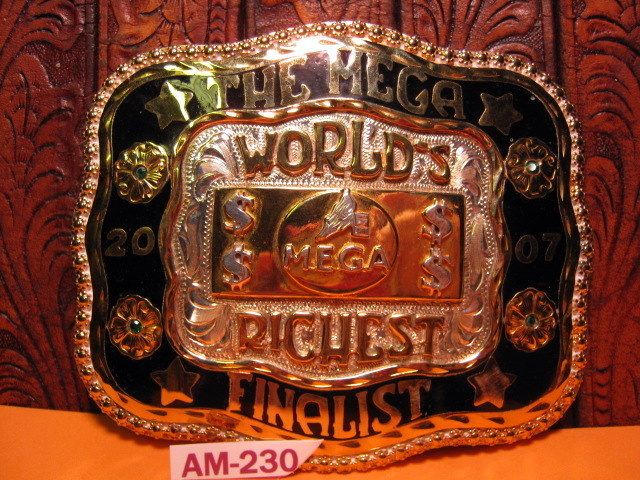   FANCY CHAMPION 2007 WORLDS RICHEST FINALIST Belt Buckle 4 Green Stones