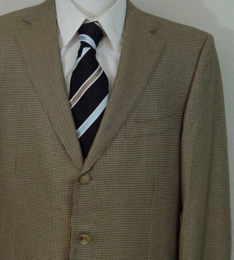 ZEGNA COAT $2800 BROWN HOUNDSTOOTH 100%CASHMERE 3 BTN BLAZER JACKET 